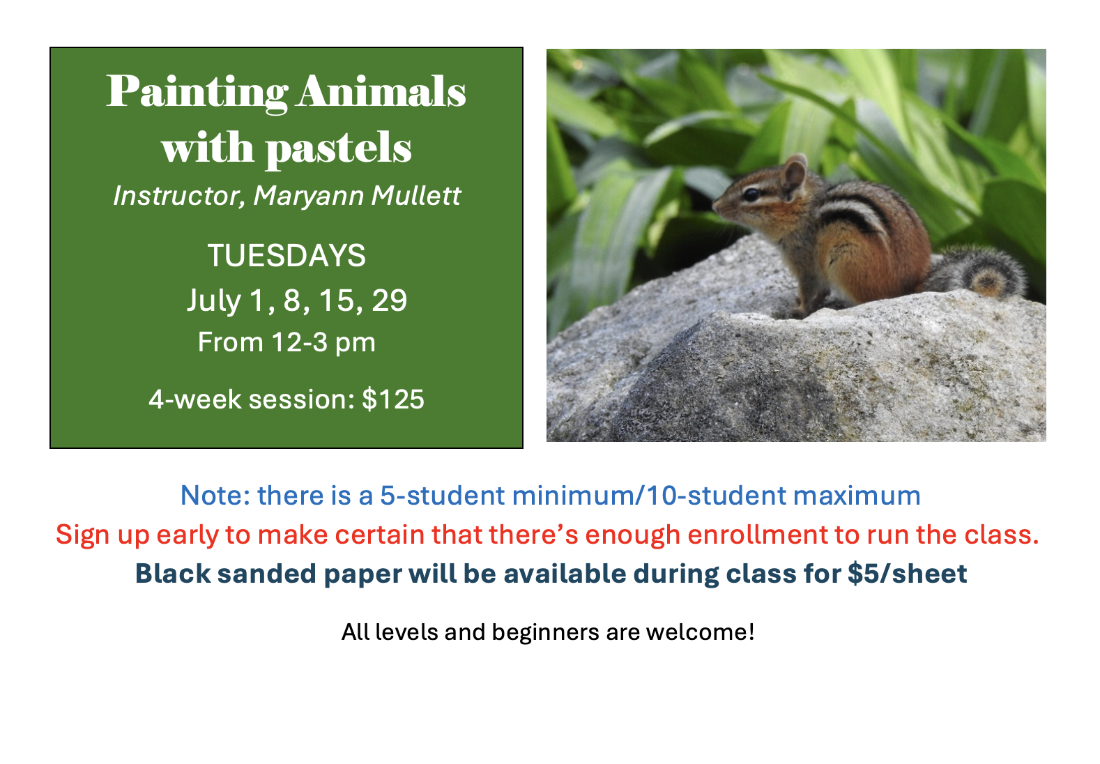 Painting Animals with Pastels with Maryann Mullett